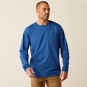 NWT Ariat Men's Rebar Workman Chrome Moto Eagle T-Shirt, Glacier Blue, Small